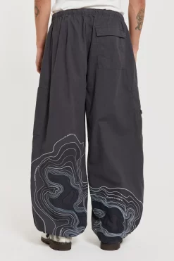 Grey Topograph Parachute Pants
