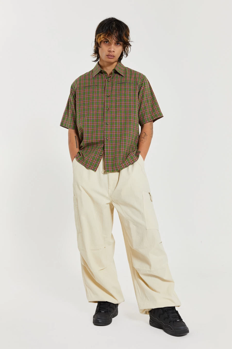 Ecru Parachute Cargo Pants - Image 2