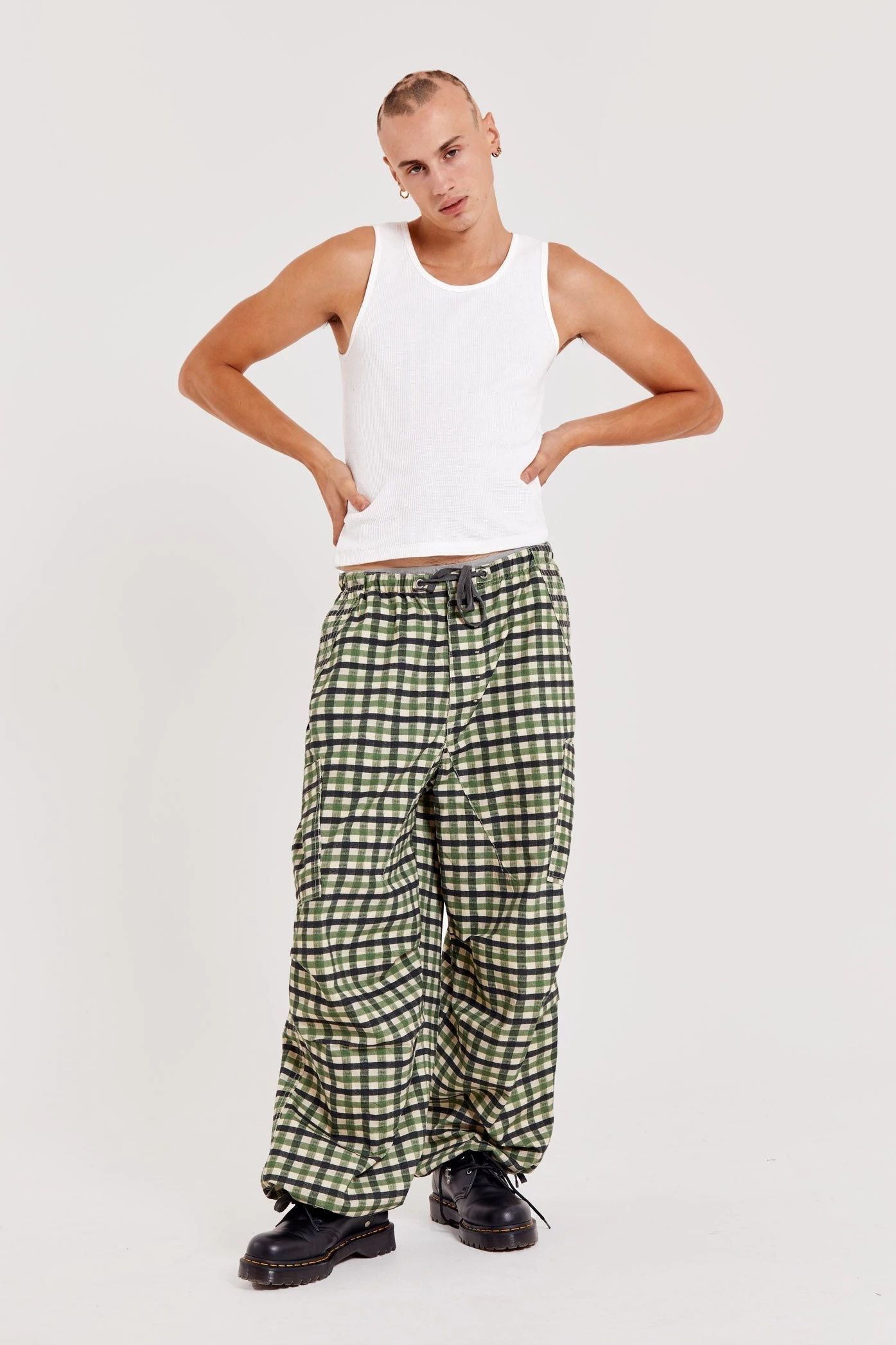 Gingham Parachute Cargo Pants - Image 2