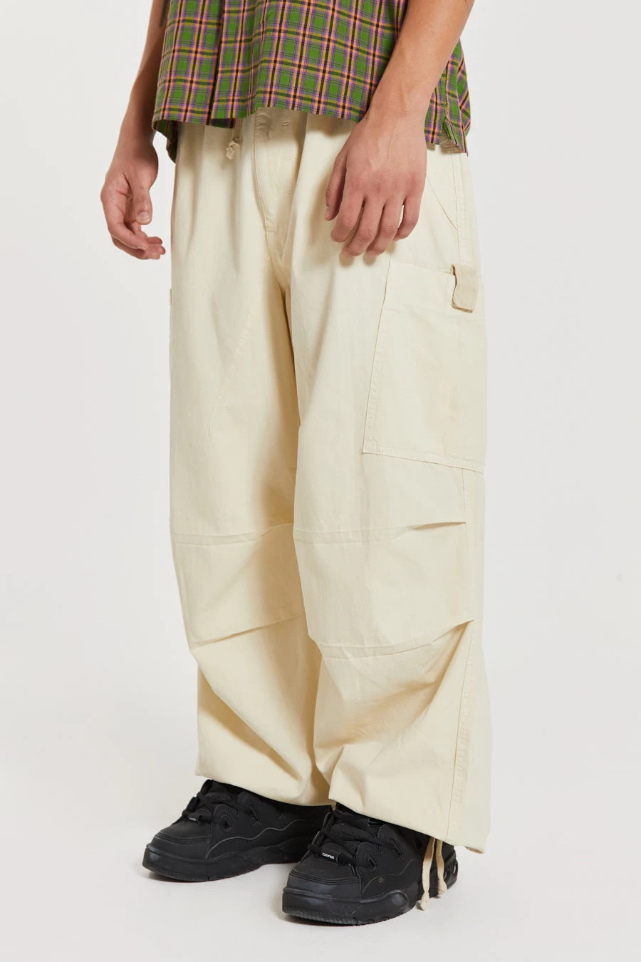 Ecru Parachute Cargo Pants - Image 3
