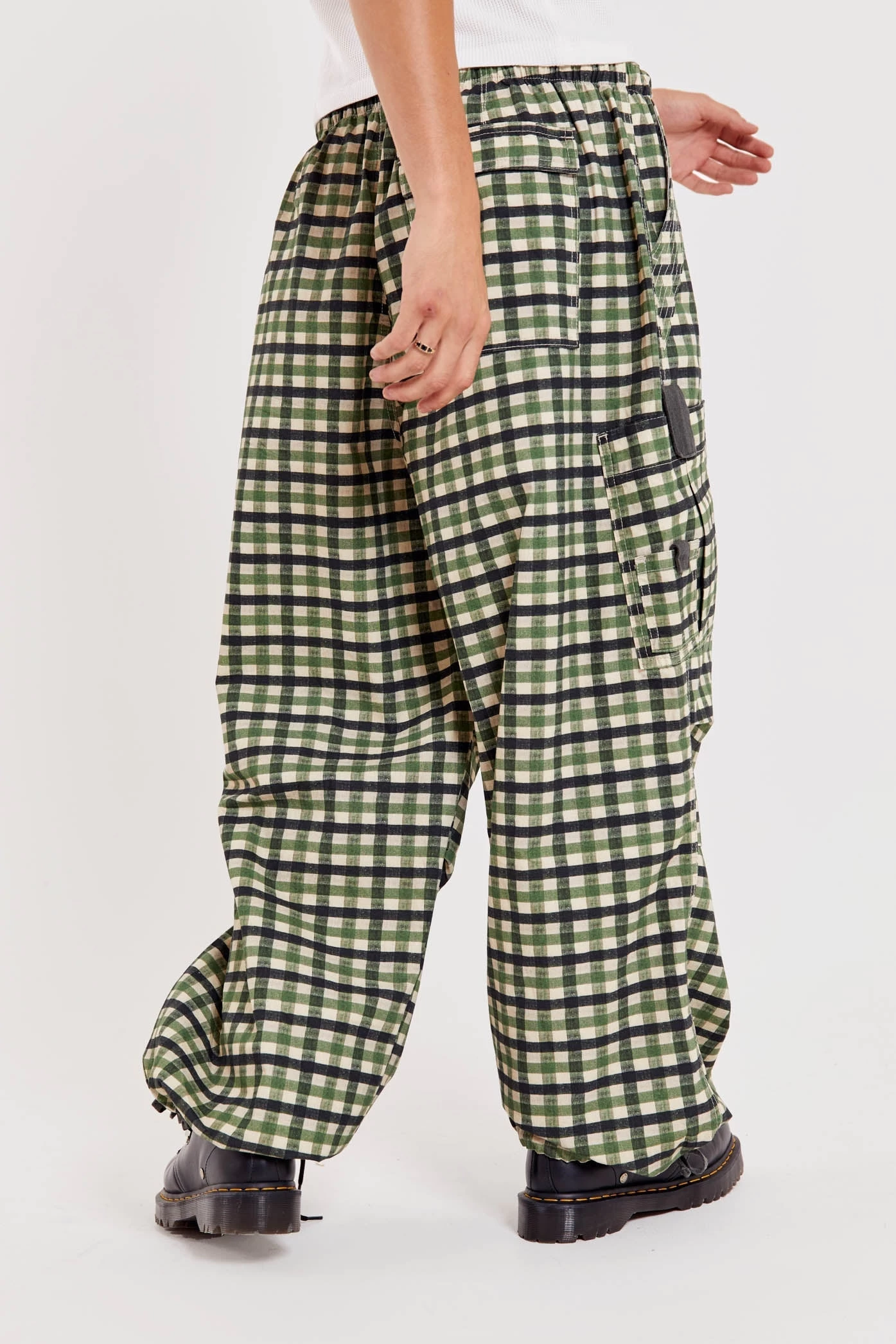 Gingham Parachute Cargo Pants - Image 3