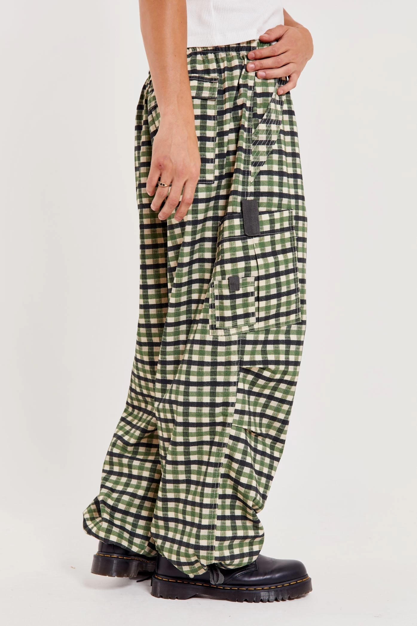 Gingham Parachute Cargo Pants - Image 4