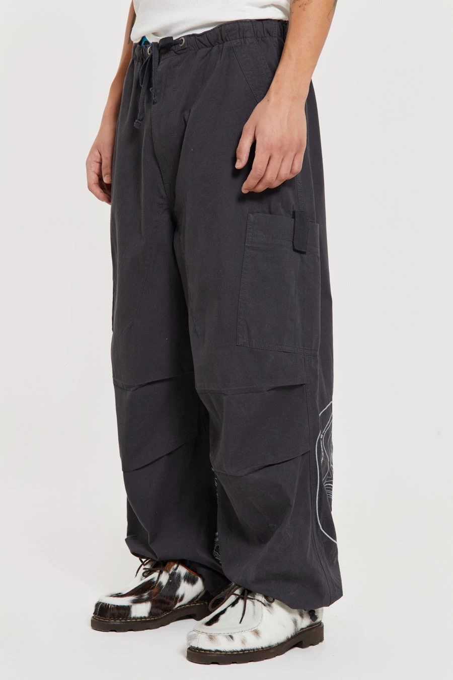 Grey Topograph Parachute Pants - Image 4