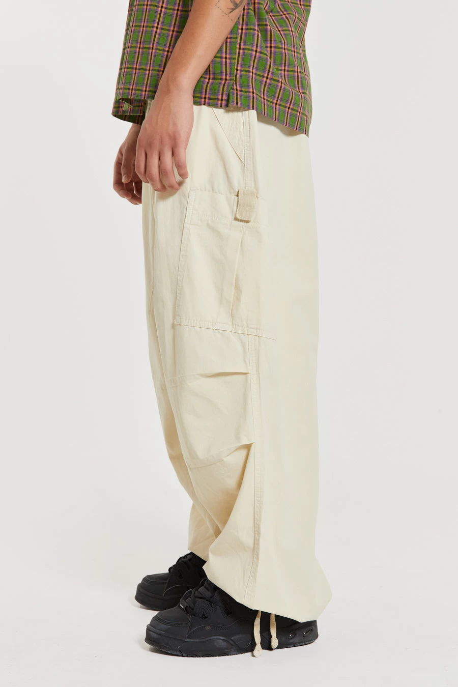 Ecru Parachute Cargo Pants - Image 5