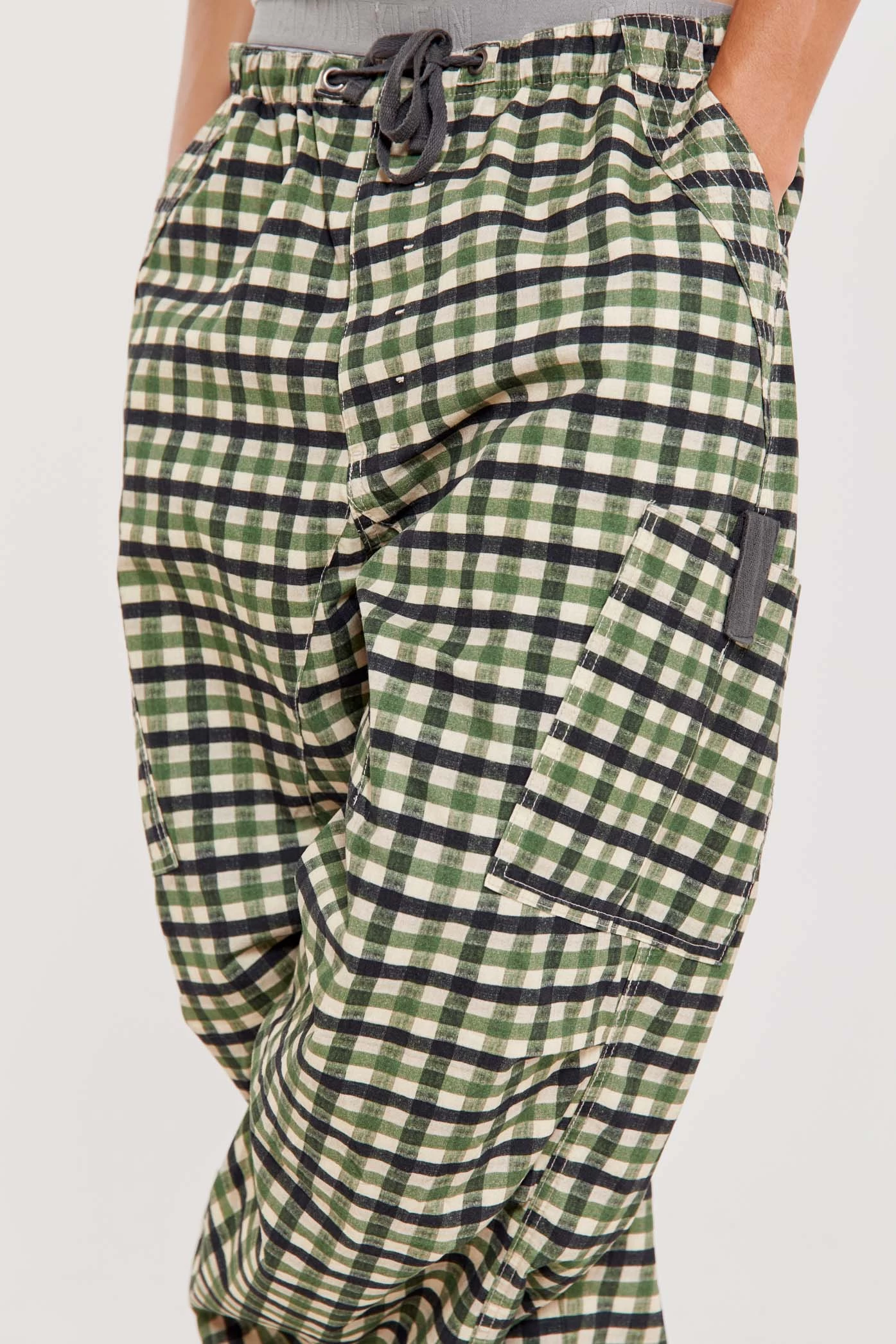Gingham Parachute Cargo Pants - Image 5