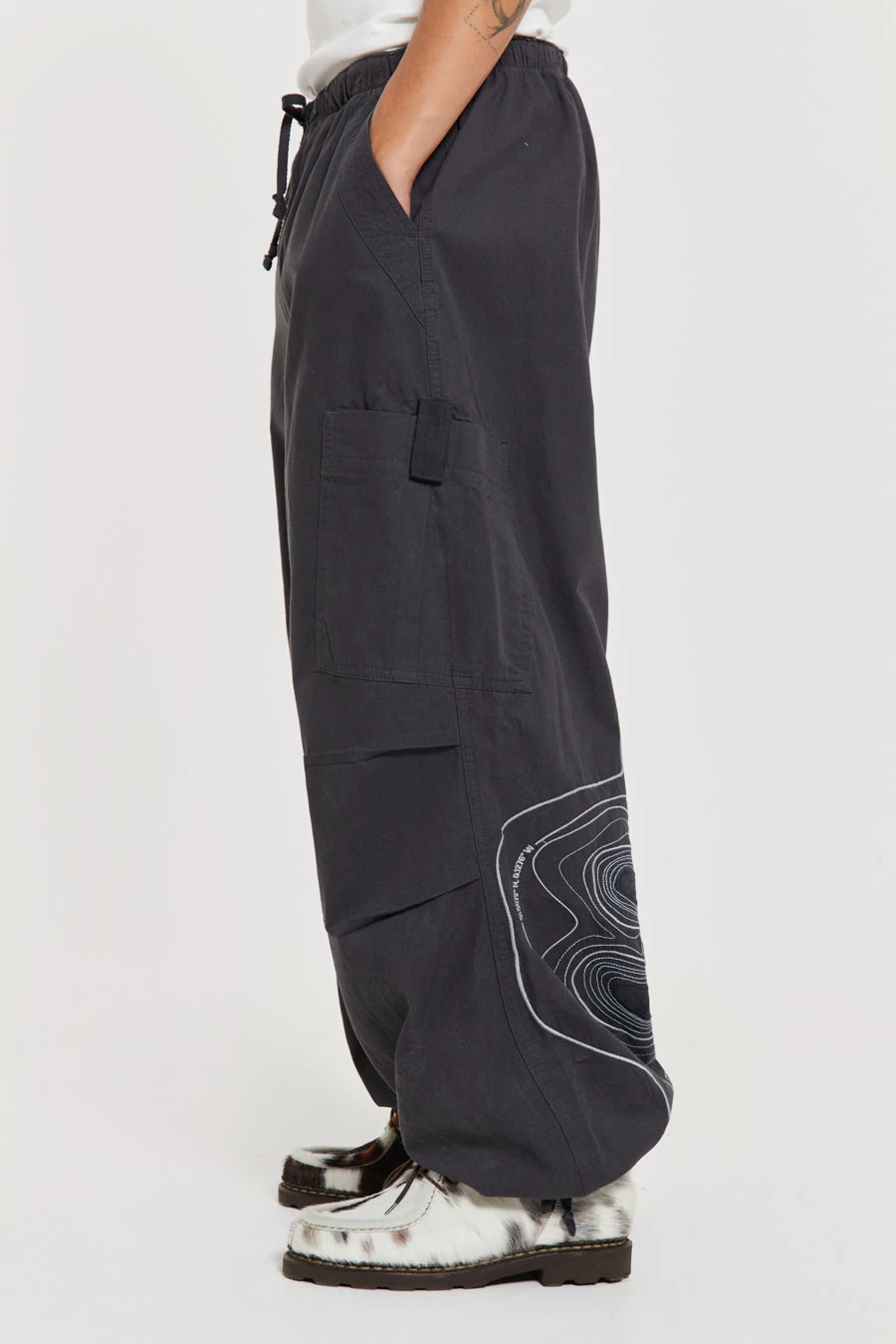 Grey Topograph Parachute Pants - Image 6