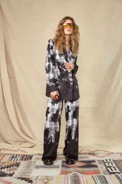 Jaded London Bleach Check Relaxed Wide Leg Trouser