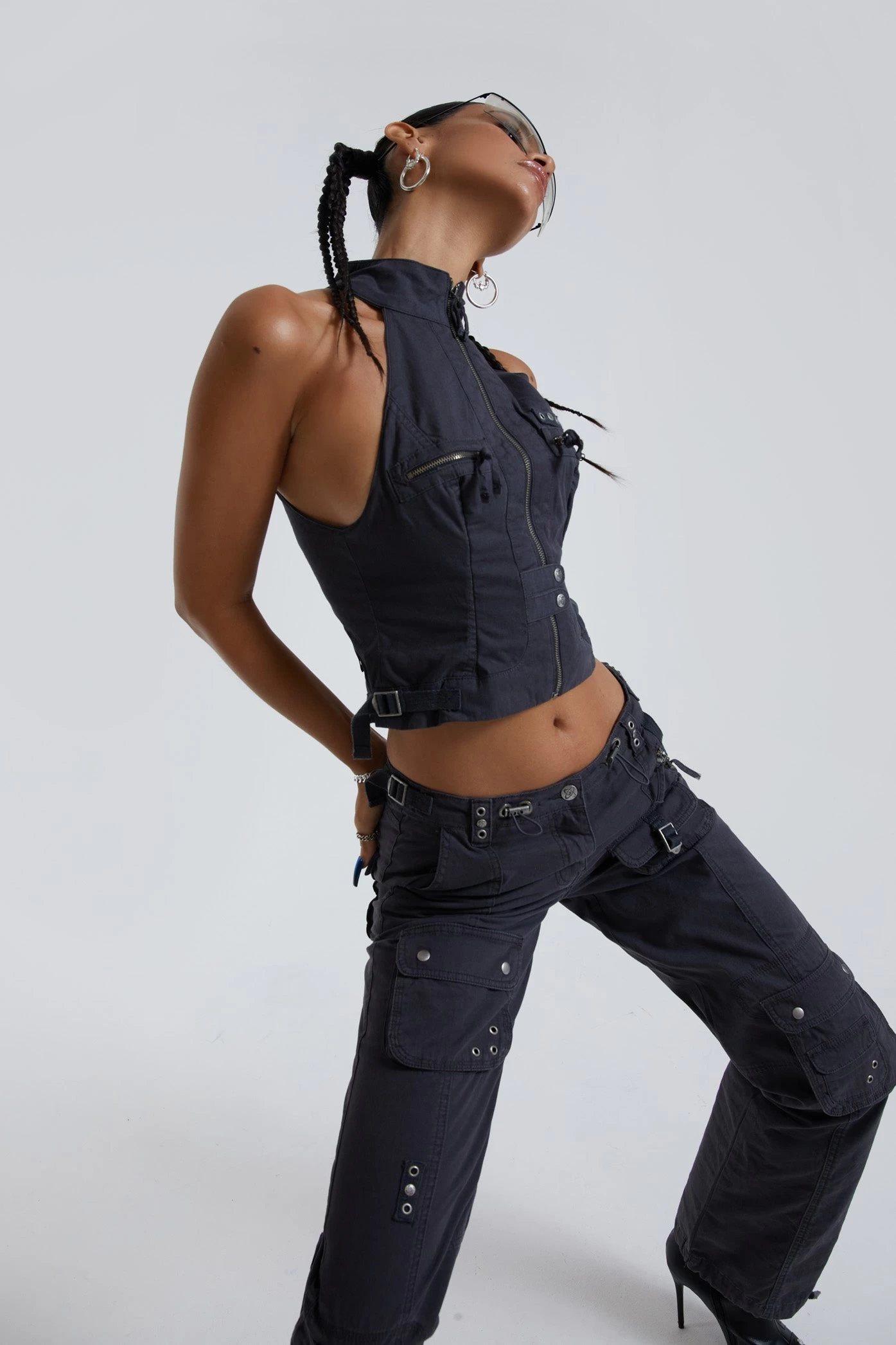 Jaded London Vintage Grey Low Rise Cargo Pants - Image 5