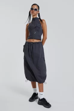 Jaded London Vintage Grey Midi Cargo Skirt