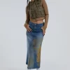 Jaded London Serpent Denim Slit Maxi Skirt