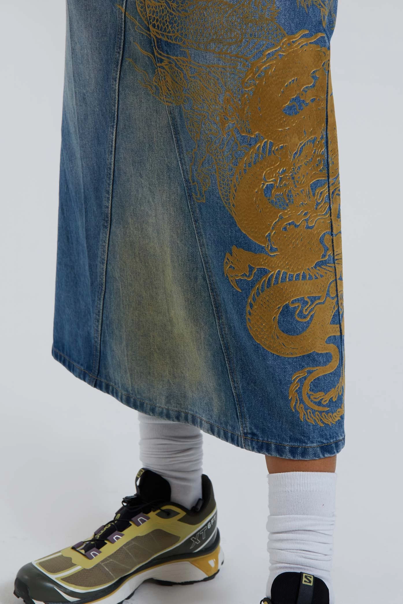 Jaded London Serpent Denim Slit Maxi Skirt - Image 4