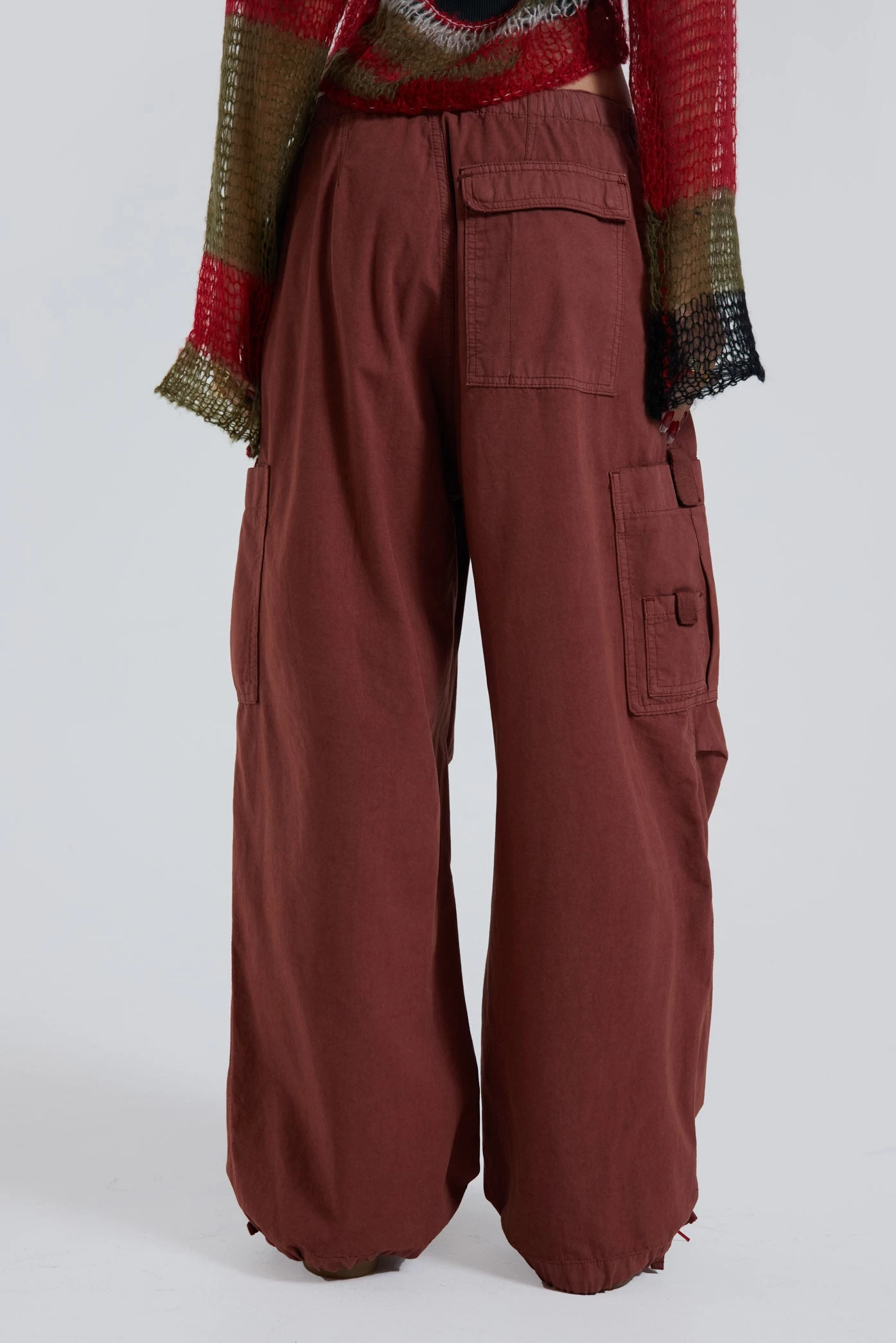 Jaded London Burgundy Parachute Cargo Pants - Image 3