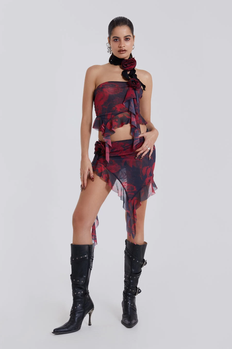 Jaded London Selene Asymmetric Hem Mini Skirt - Image 4