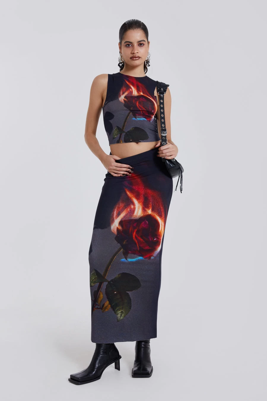 Jaded London Flaming Rose Raw Edge Tank Top - Image 6