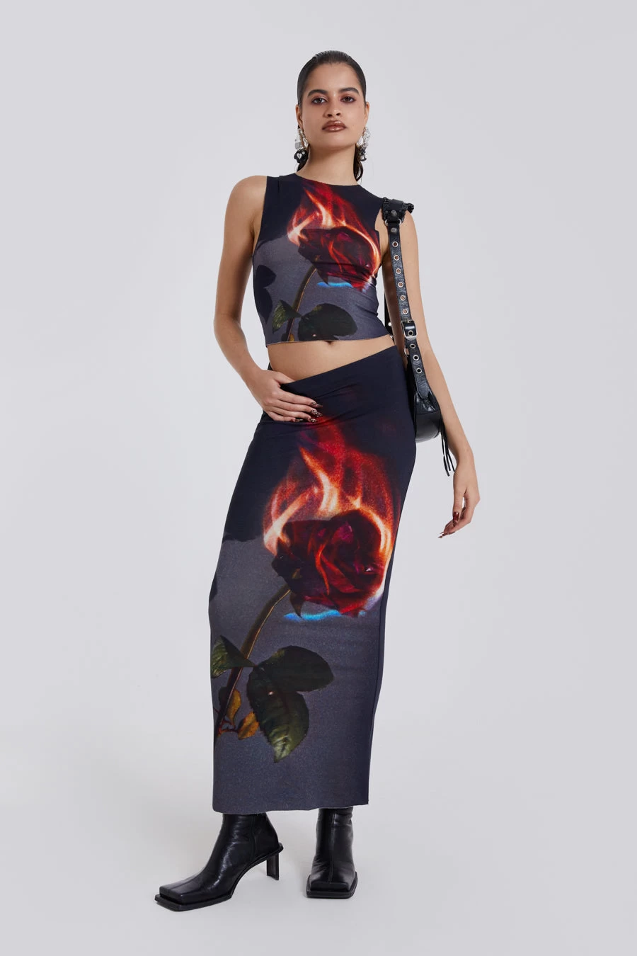 Jaded London Flaming Rose Raw Edge Tank Top - Image 7