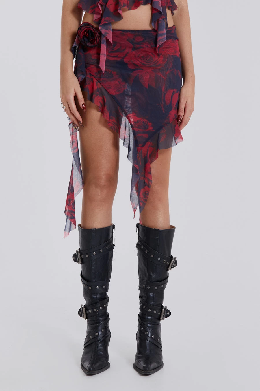 Jaded London Selene Asymmetric Hem Mini Skirt - Image 3