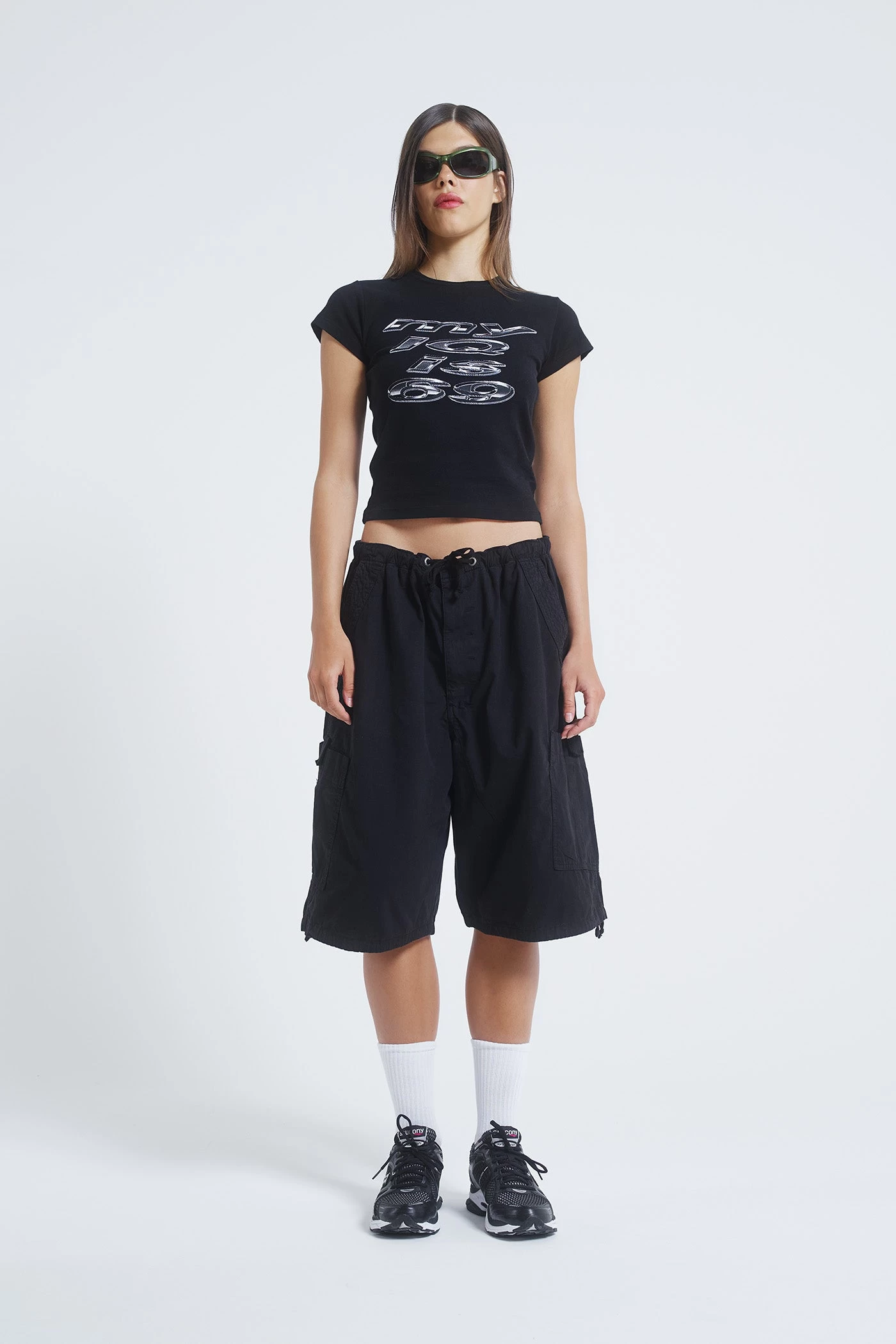 Jaded London Black Parachute Cargo Shorts - Image 5