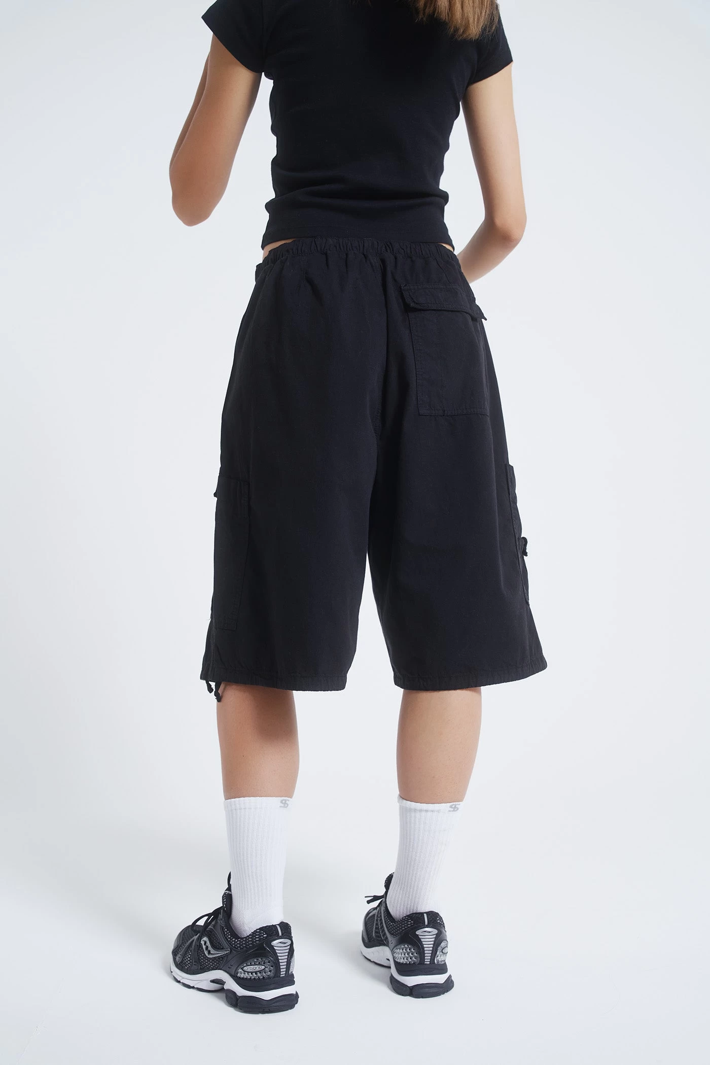 Jaded London Black Parachute Cargo Shorts - Image 3