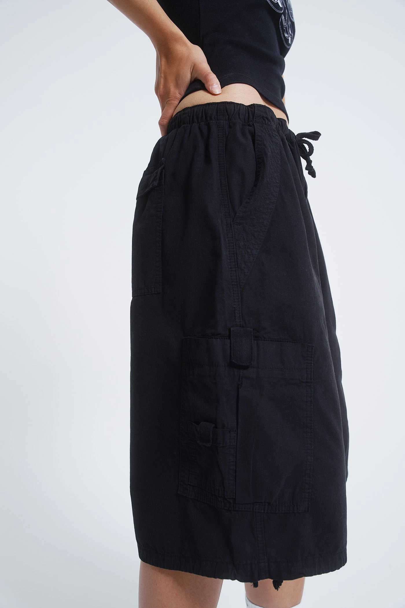 Jaded London Black Parachute Cargo Shorts - Image 7