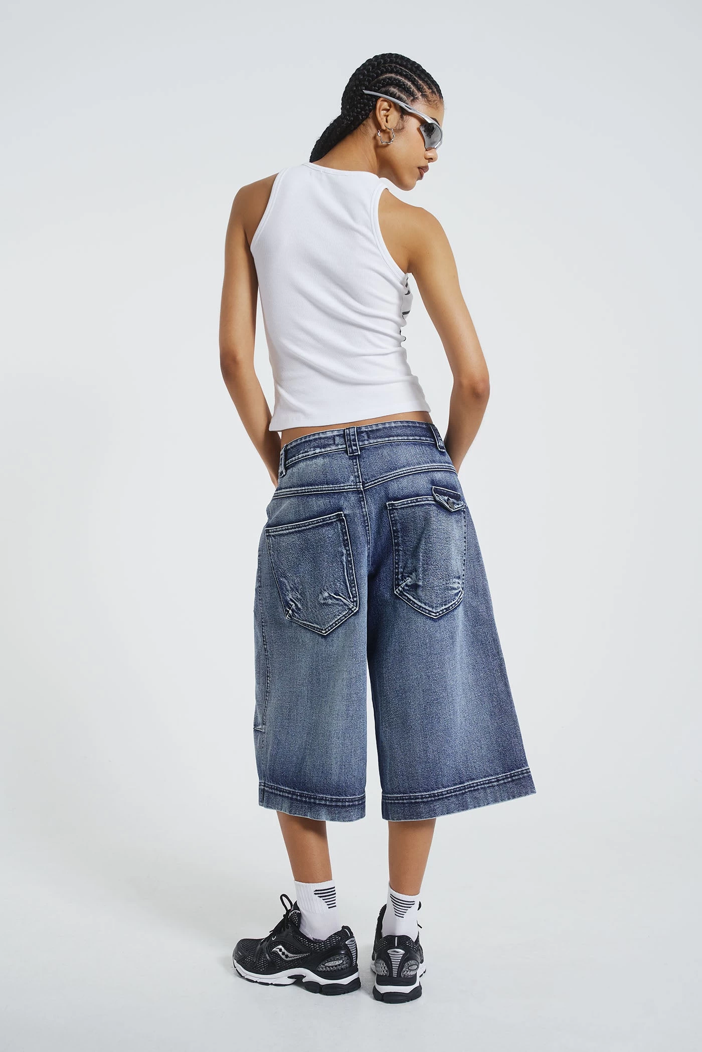 Jaded London Axle Acid Wash Denim Jorts - Image 3