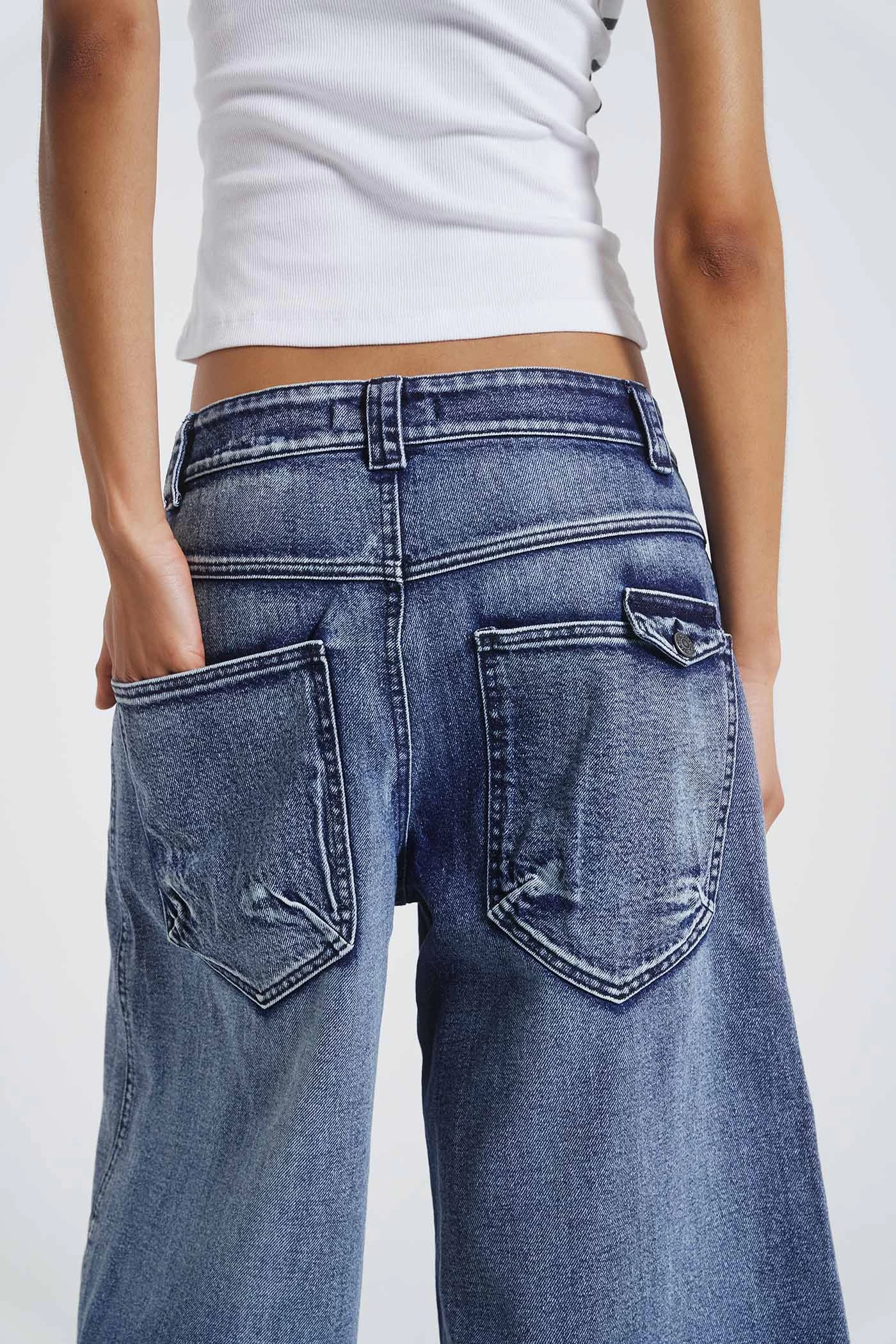 Jaded London Axle Acid Wash Denim Jorts - Image 4