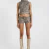 Jaded London Steel Lace Up Side PU Hot Pants