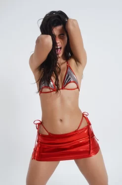 Jaded London Red Card Metallic Mini Skirt