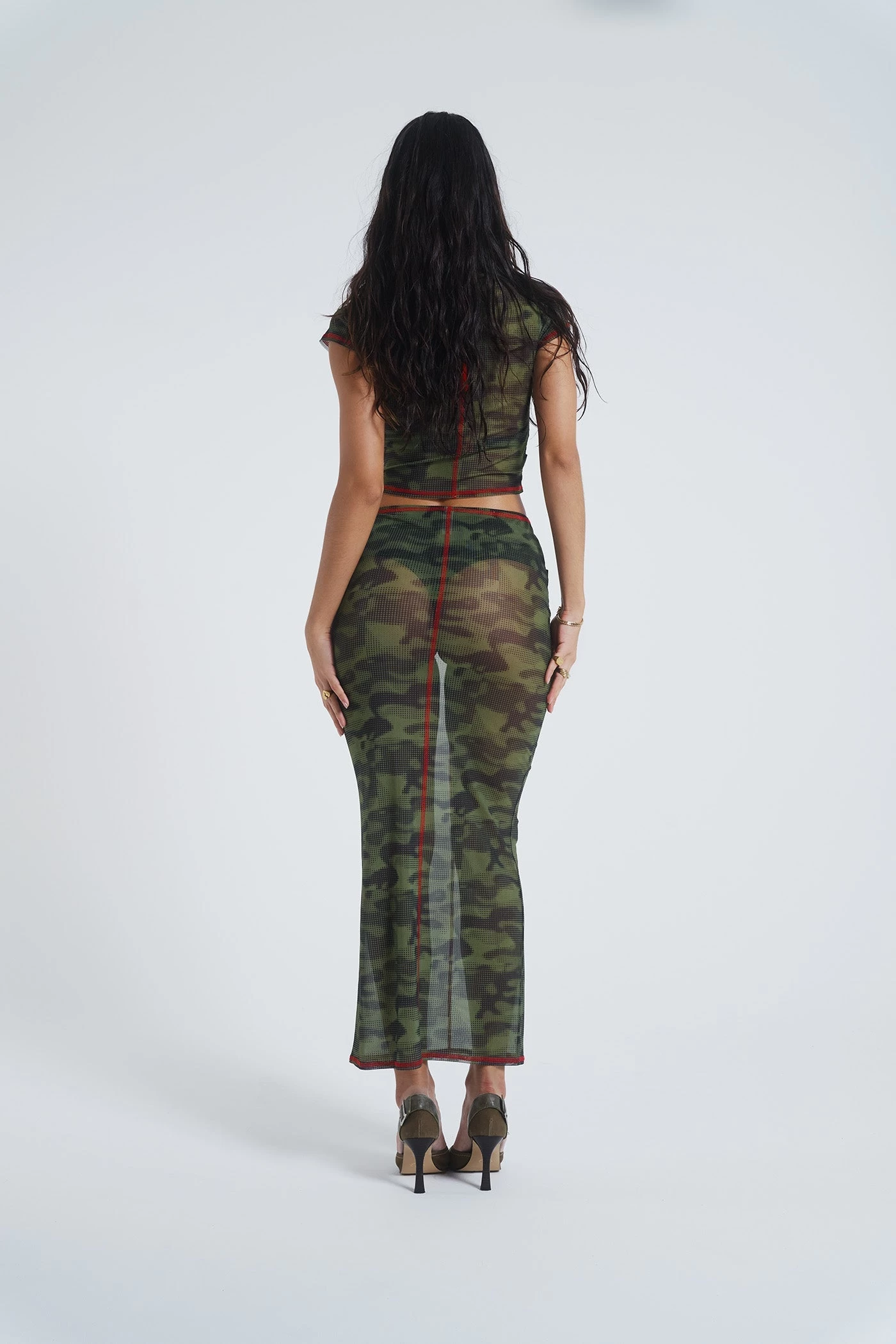 Jaded London Astro Camo Mesh Maxi Skirt - Image 2