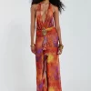 Jaded London Cindy Plunge Maxi Dress In Orange