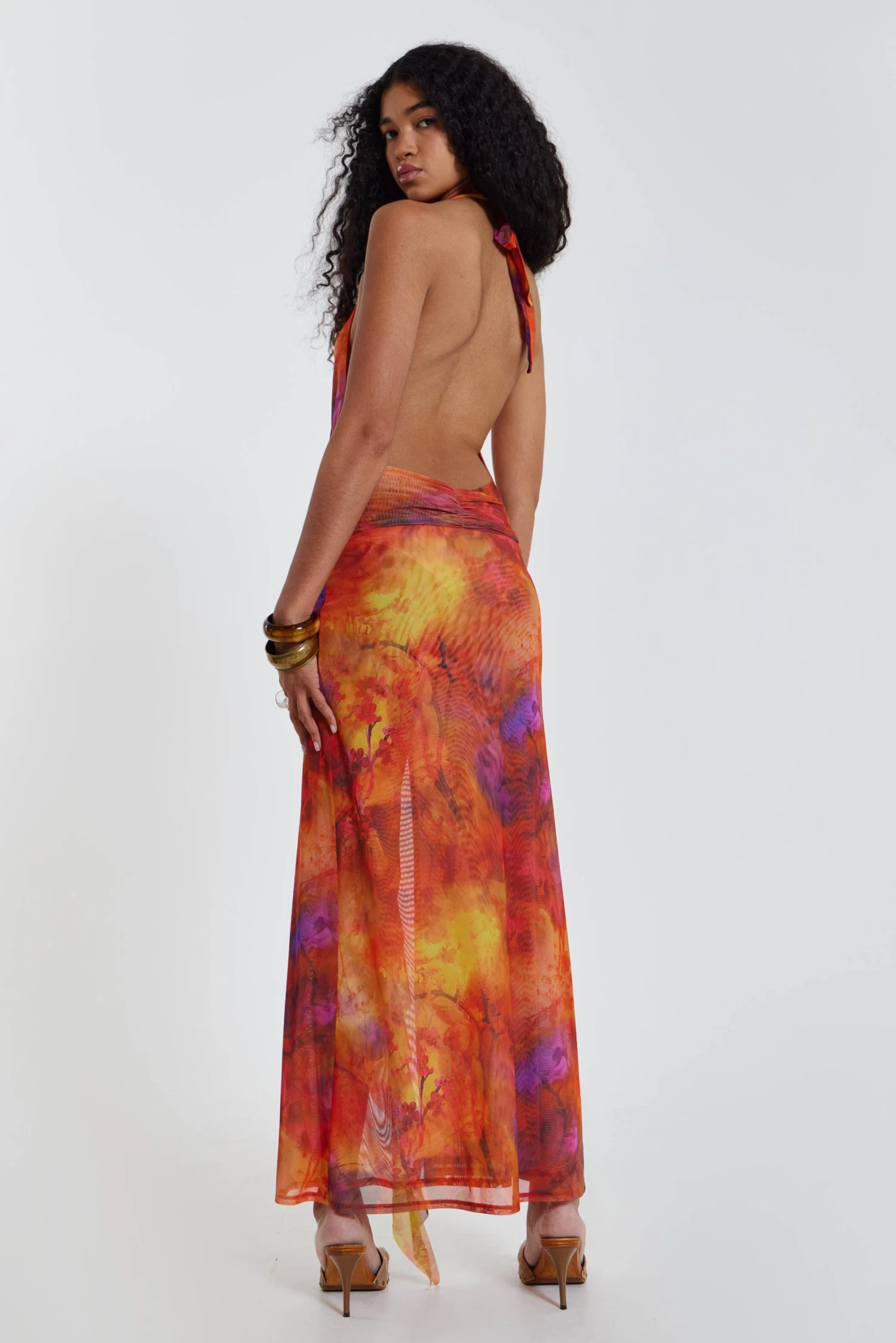 Jaded London Cindy Plunge Maxi Dress In Orange - Image 4