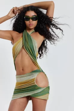 Jaded London Avani Halterneck Wrap Over Mini Dress