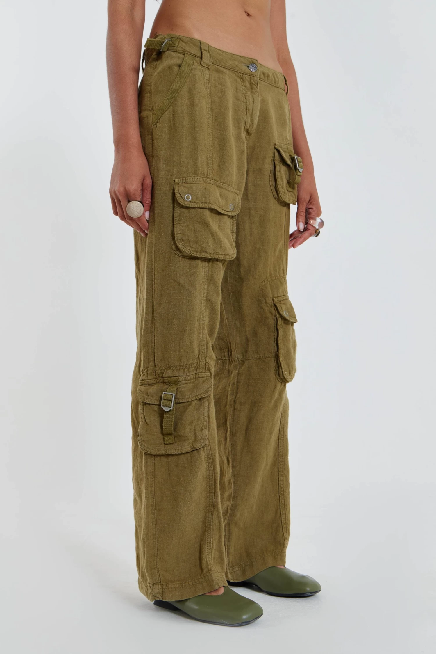 Jaded London Devon Linen Cargo Trousers - Image 2