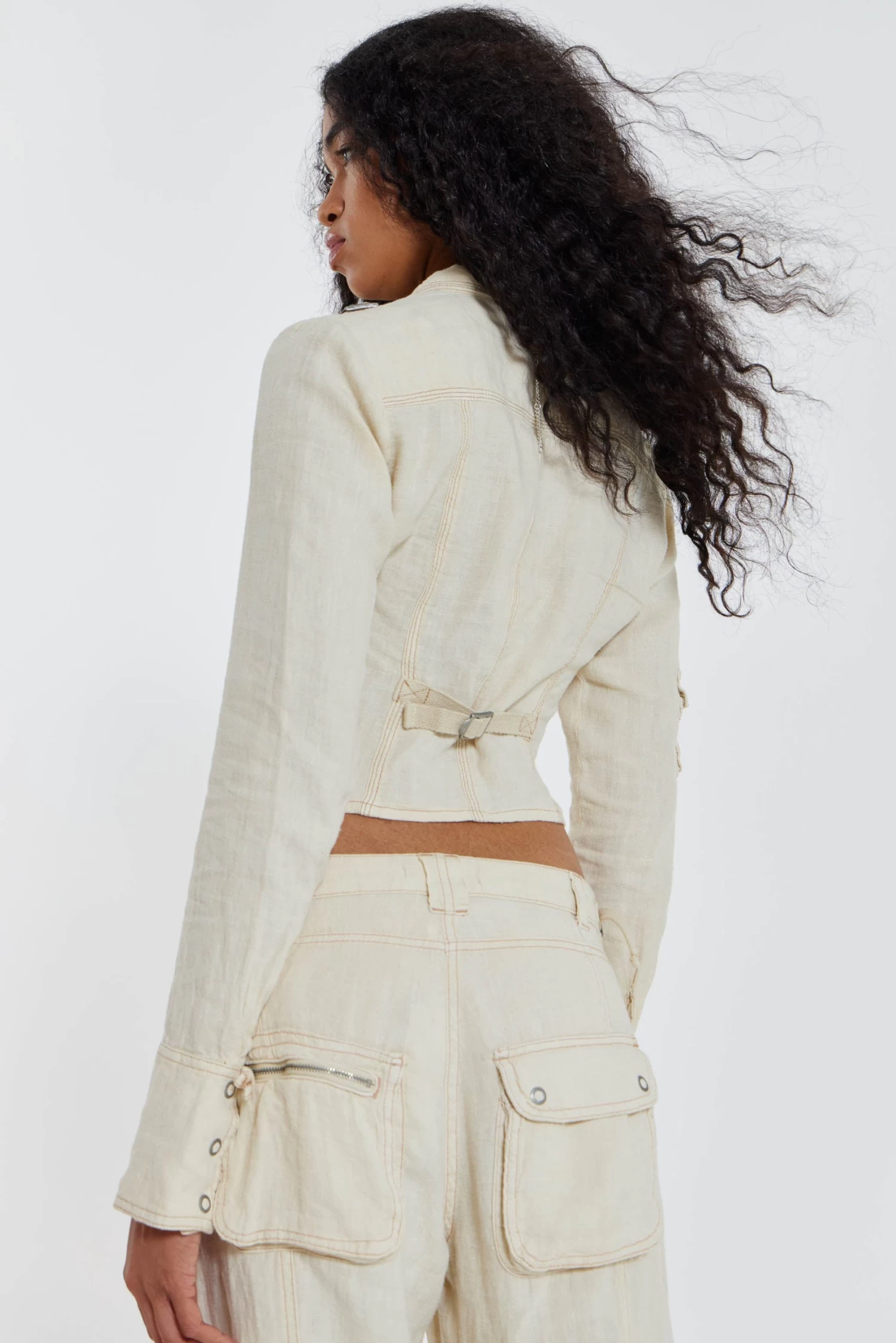 Jaded London Santal Linen Cargo Shirt - Image 2