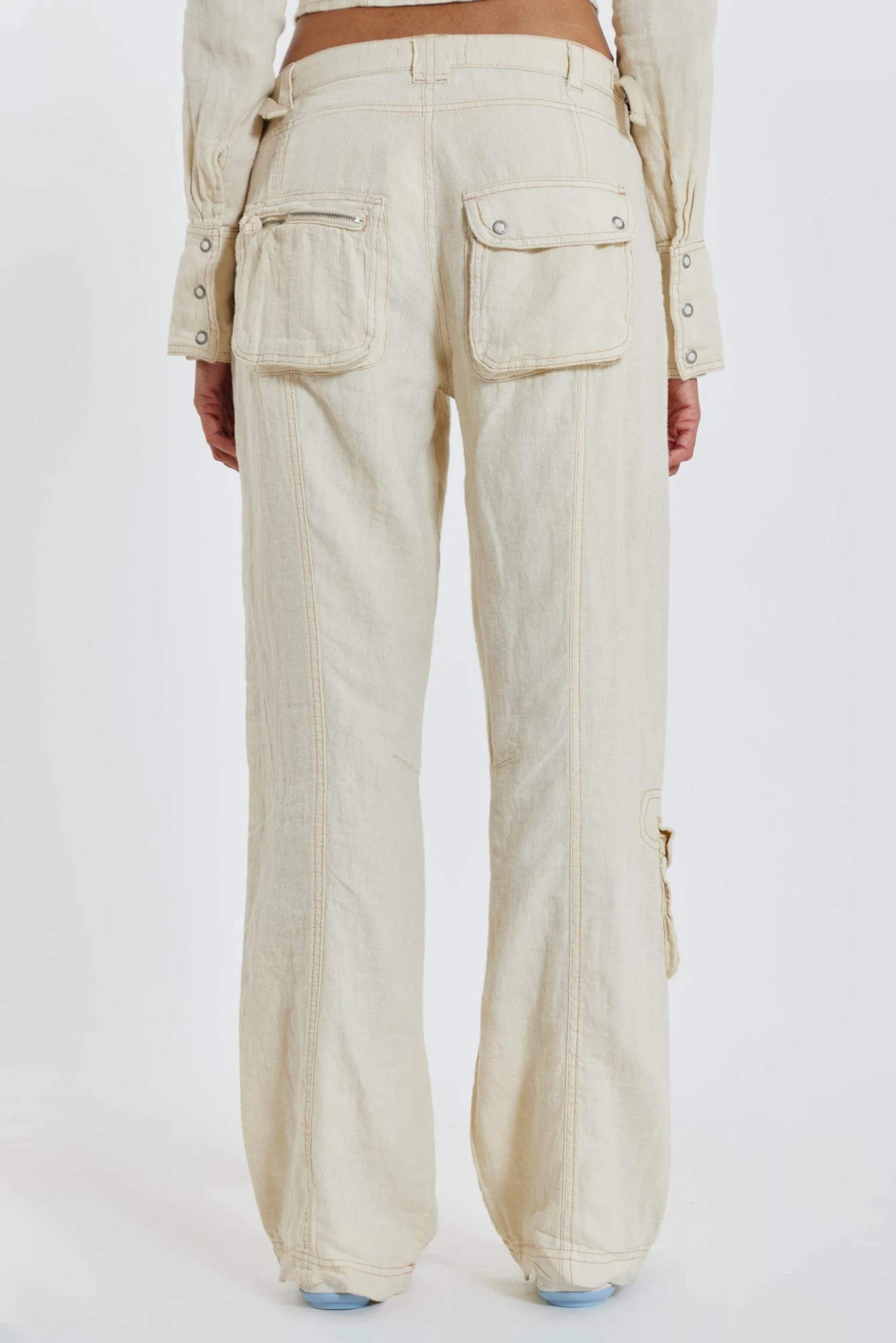 Jaded London Santal Linen Cargo Trousers - Image 3