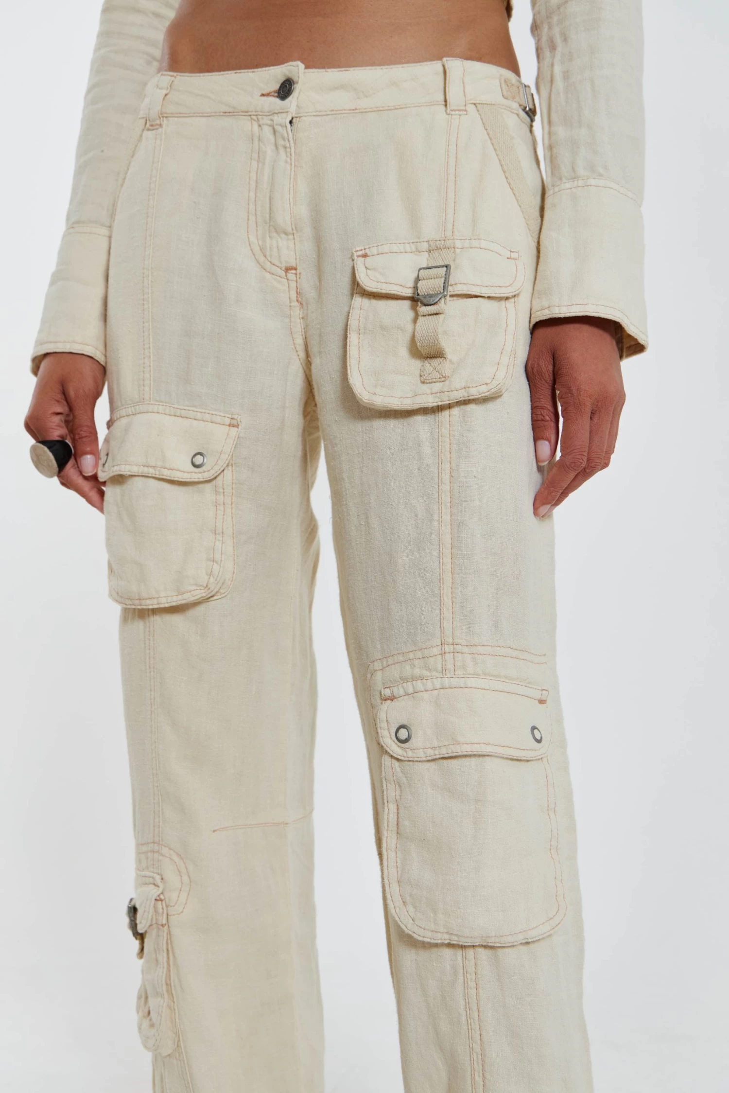 Jaded London Santal Linen Cargo Trousers - Image 4