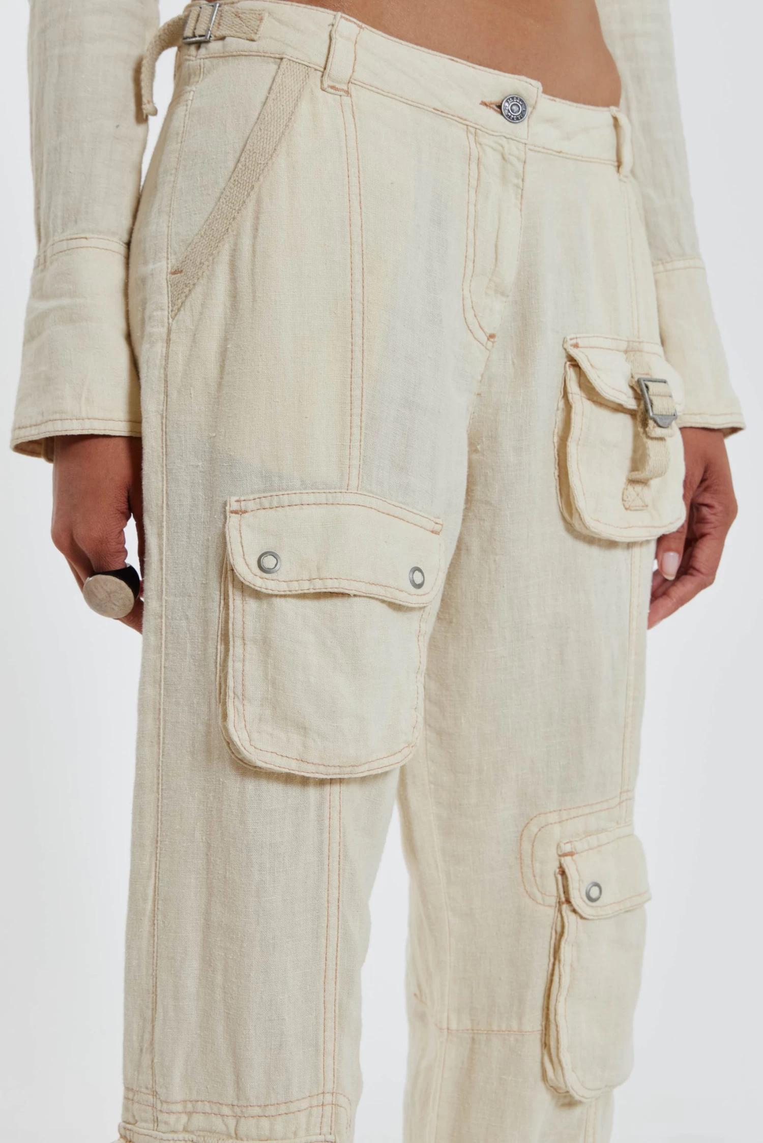 Jaded London Santal Linen Cargo Trousers - Image 5