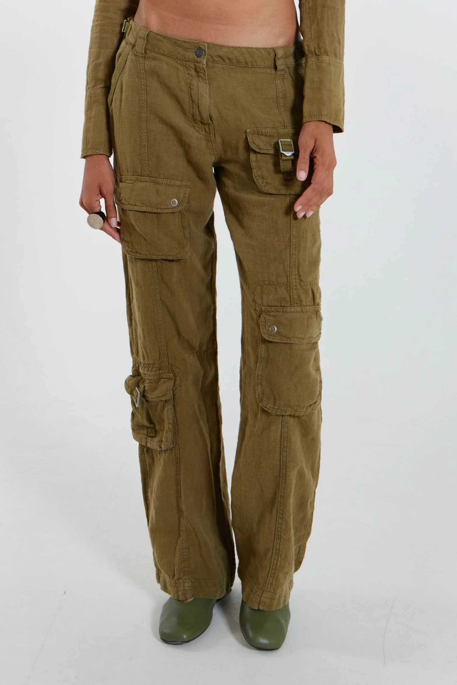 Jaded London Devon Linen Cargo Trousers - Image 4