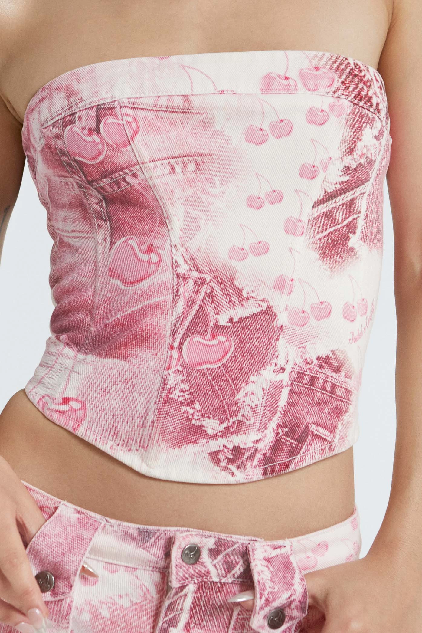 Jaded London Cherry Babygirl Denim Corset - Image 4