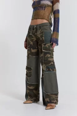 Jaded London Magna Camo Distressed Patchwork Jeans