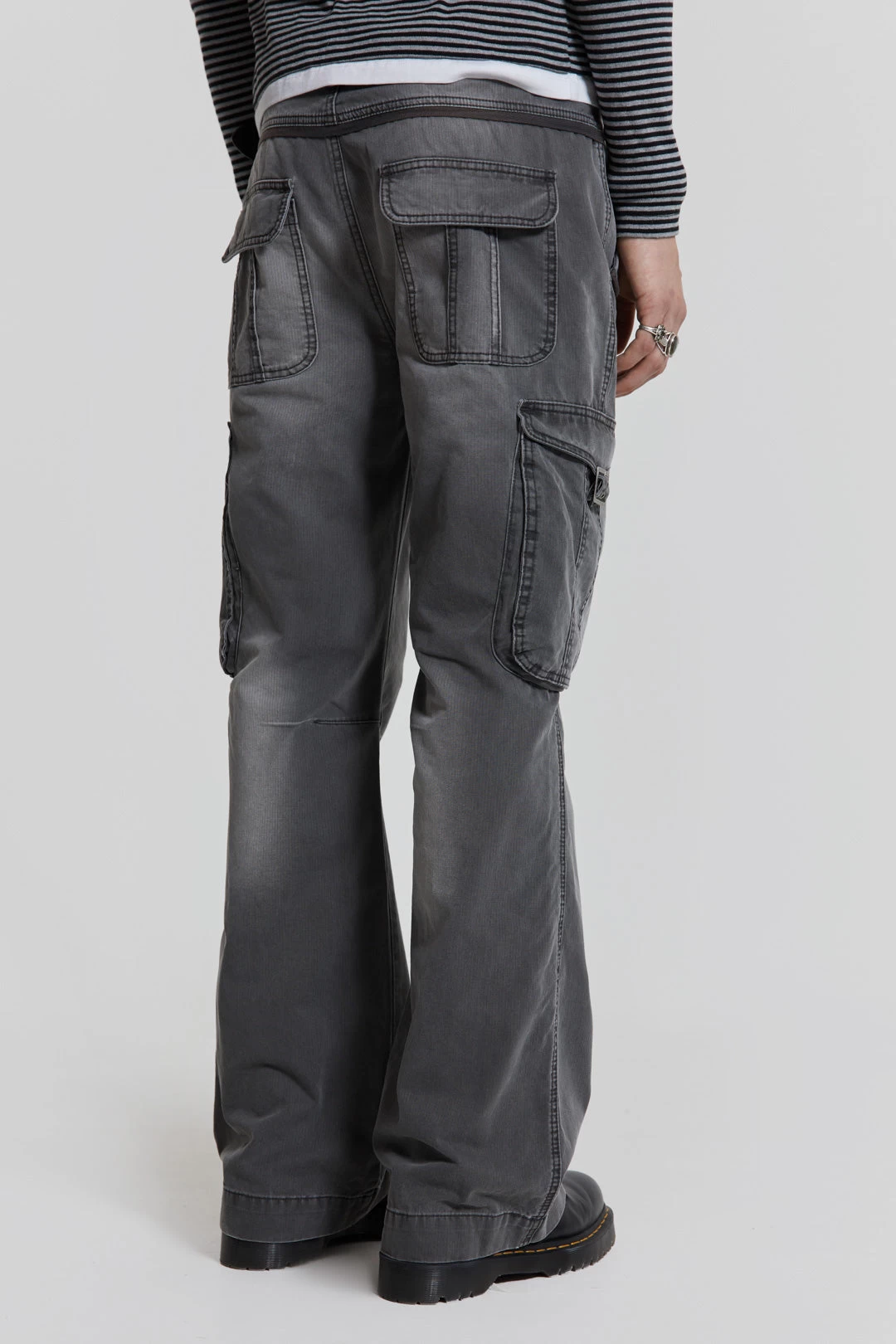 Grey Slub Denim Cargos - Image 3
