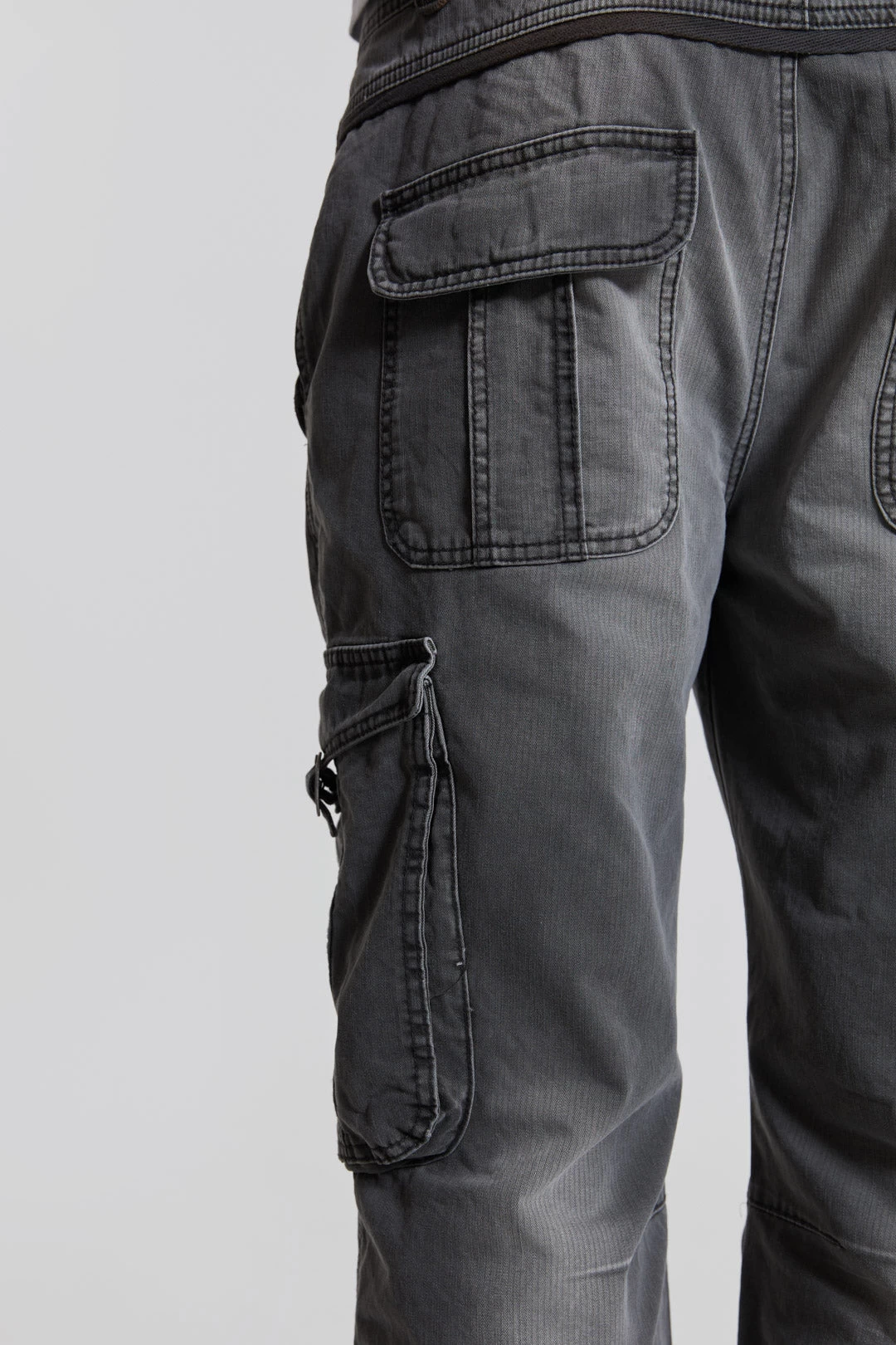 Grey Slub Denim Cargos - Image 4
