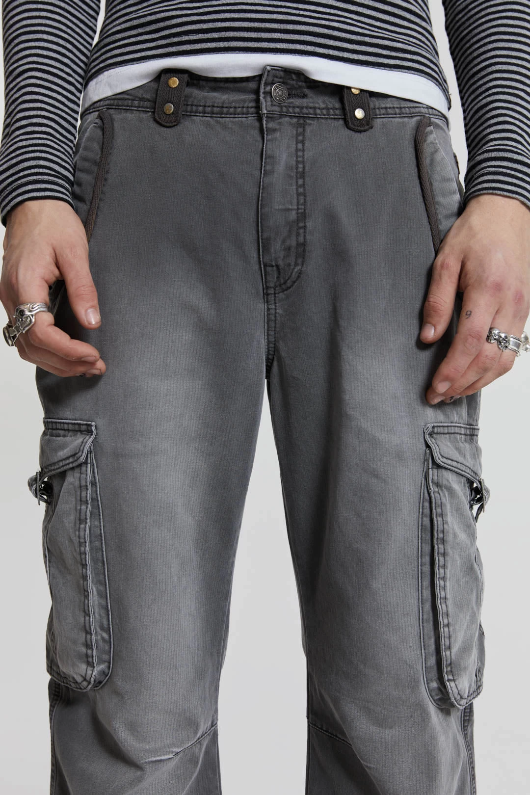 Grey Slub Denim Cargos - Image 5