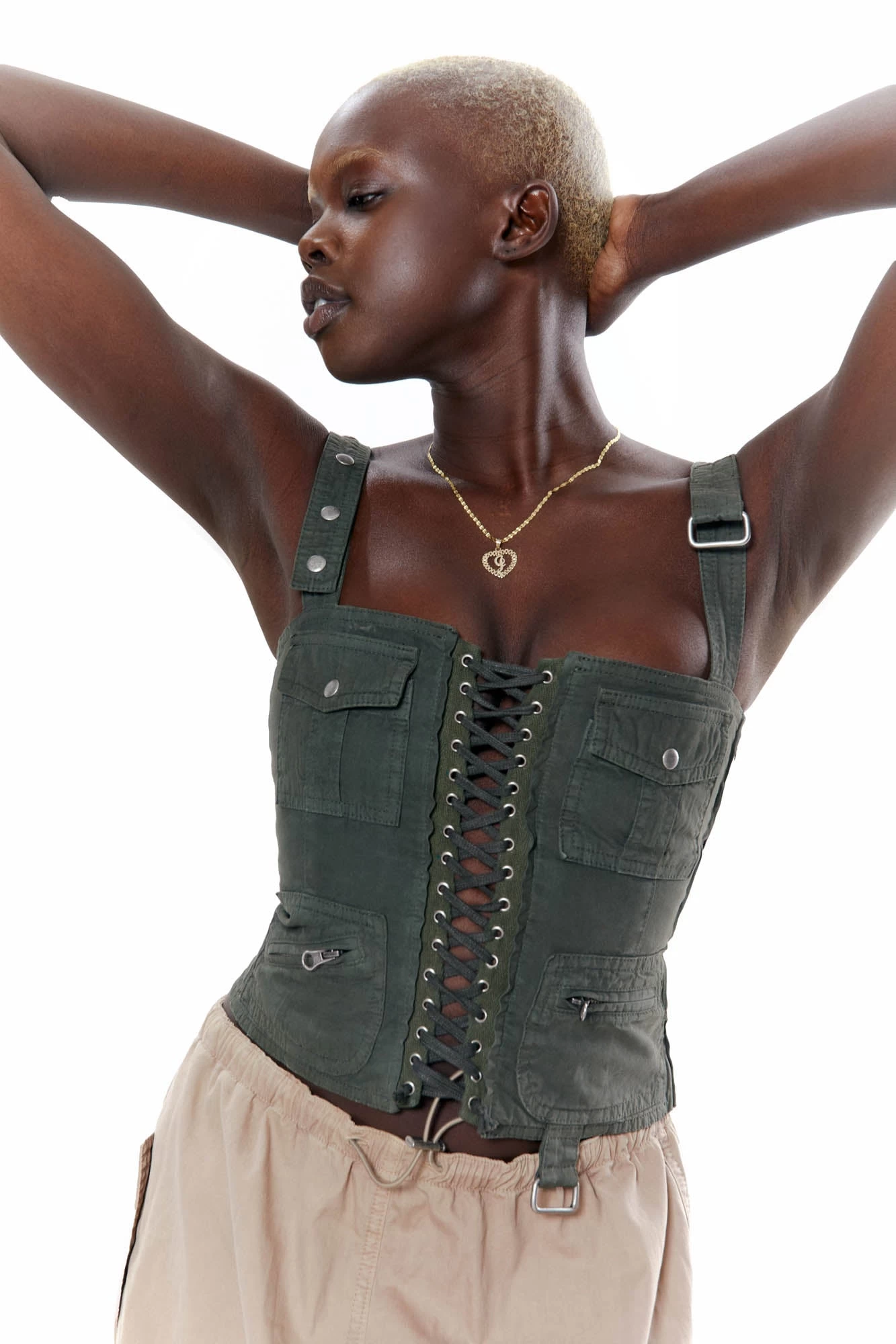 Jaded London Khaki Cargo Corset - Image 4