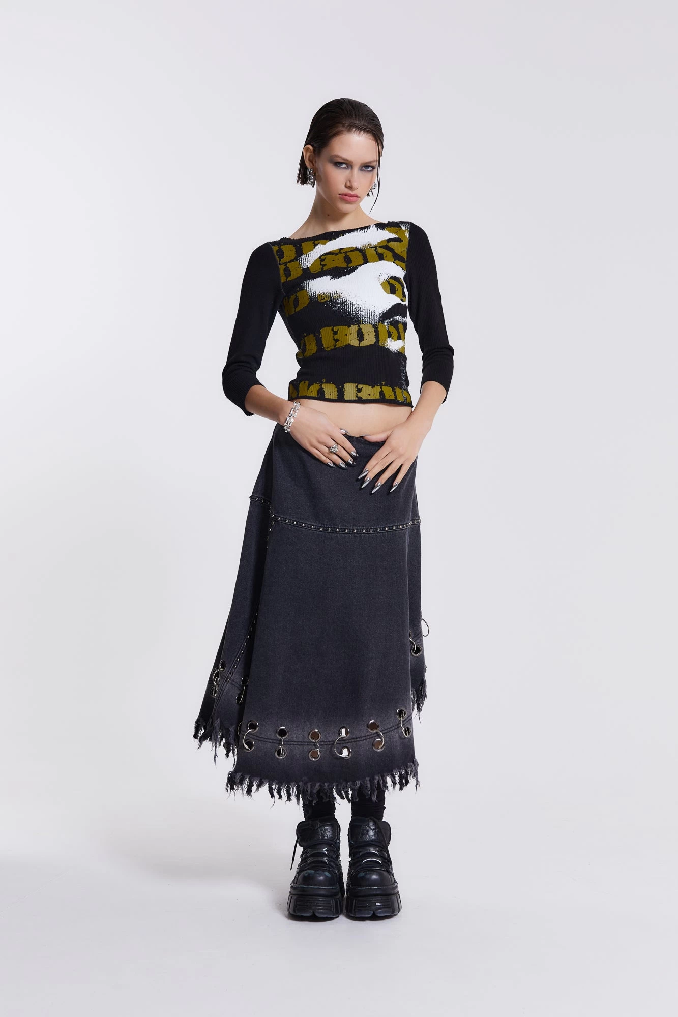 Jaded London Vendetta Denim Midi Skirt - Image 4