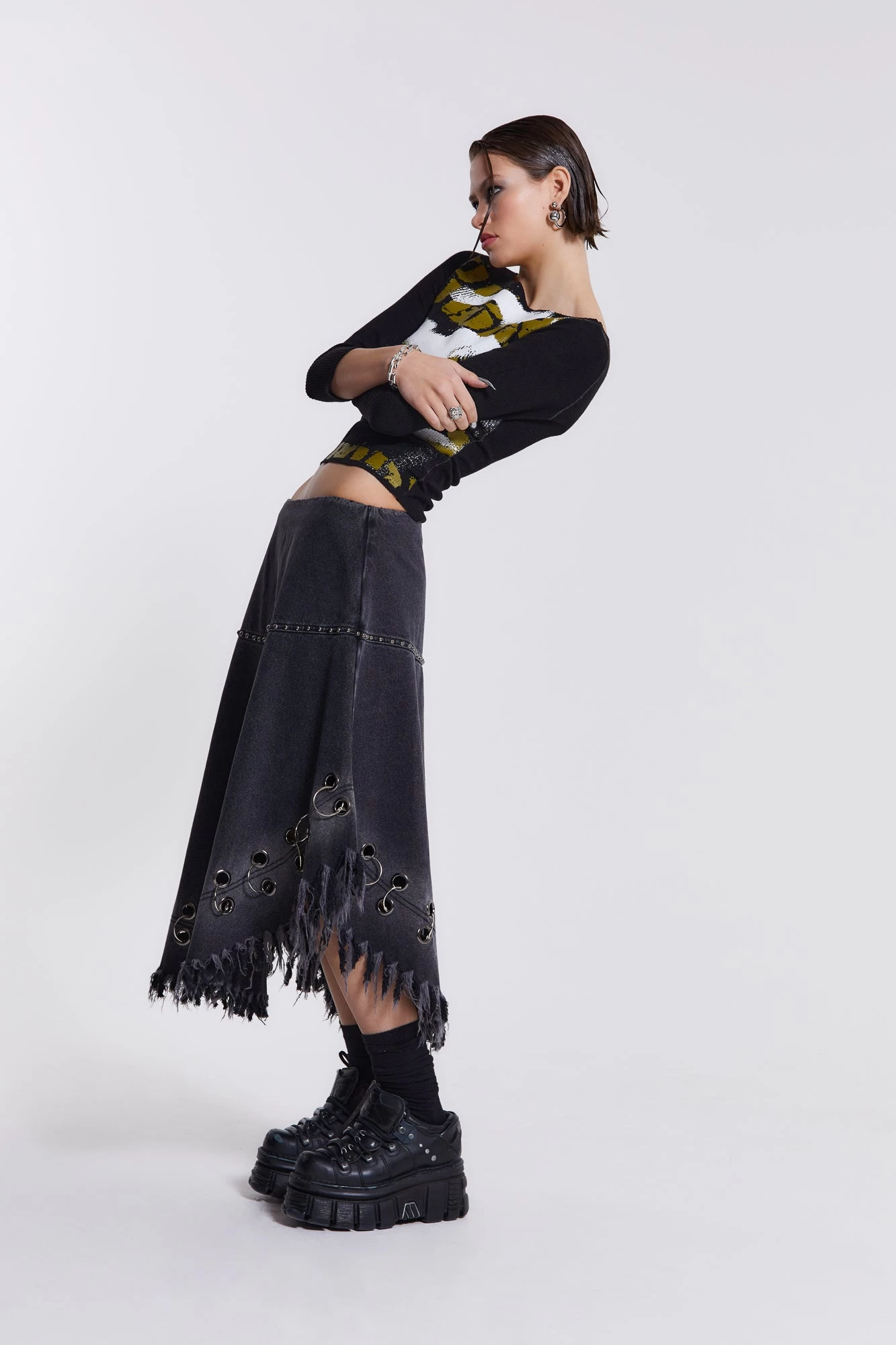 Jaded London Vendetta Denim Midi Skirt - Image 5