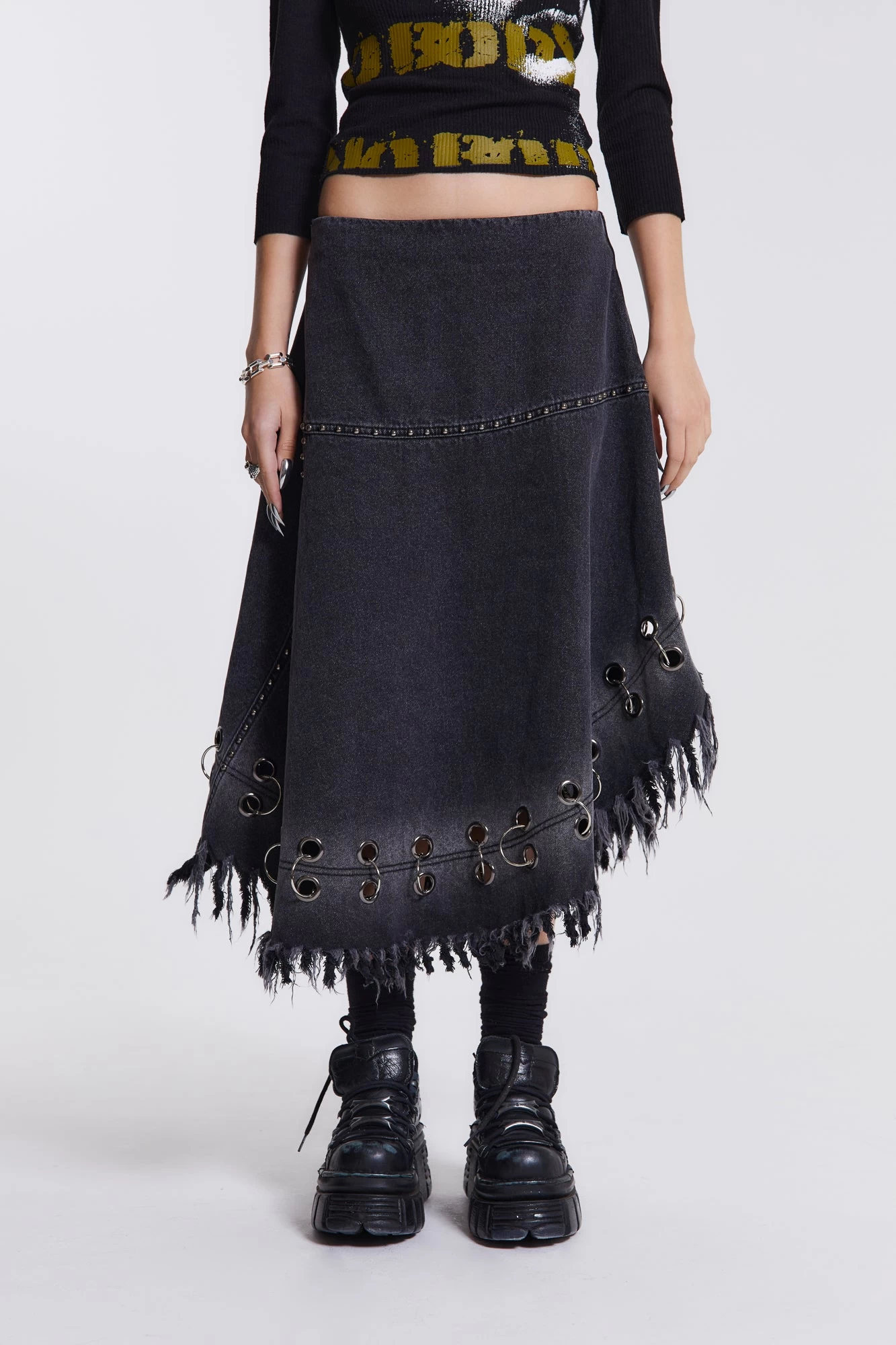 Jaded London Vendetta Denim Midi Skirt - Image 2