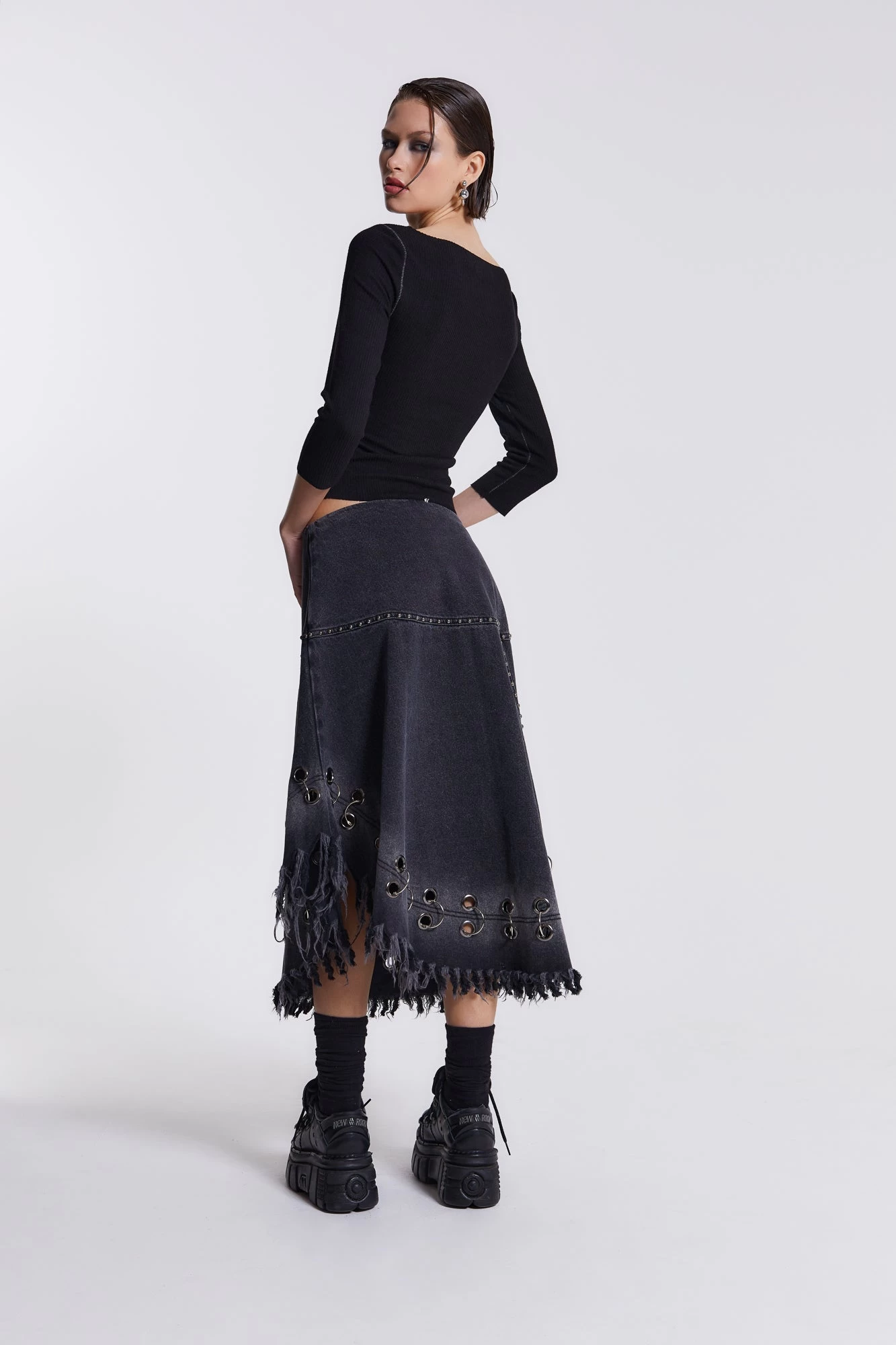 Jaded London Vendetta Denim Midi Skirt - Image 3