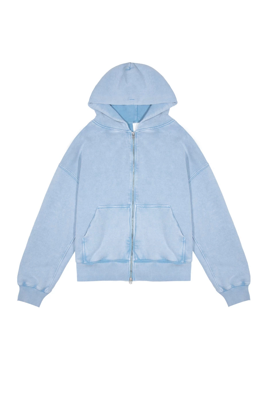 Jaded London NTRLS Powder Blue Oversized Zip Through Hoodie - Image 2