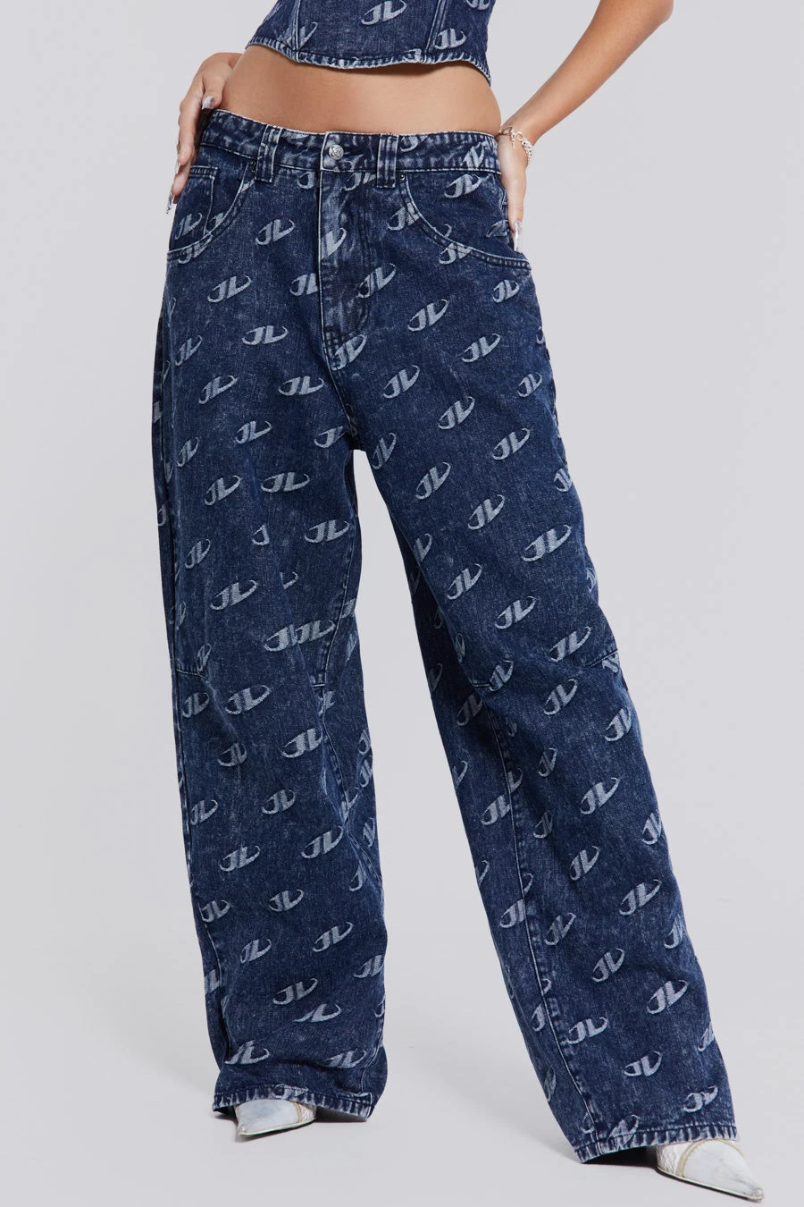 Jaded London Monogram Baggy Jeans - Image 3