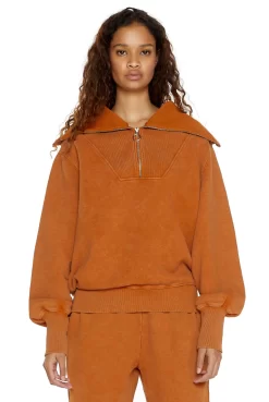 Jaded London NTRLS Rust Orange Quarter Zip Sweatshirt
